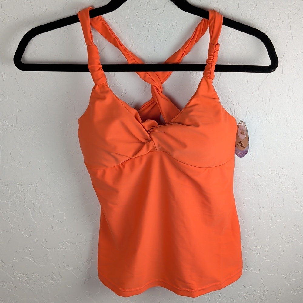 NWT prAna Manori Tankini Top Women's Sz Small Swimsuit Orange W1MANO113 NEW